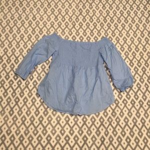 blue off the shoulder top